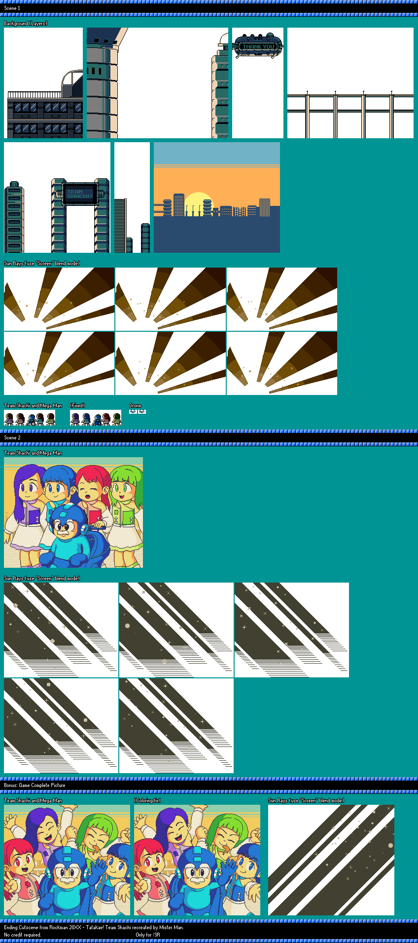 Mega Man Customs - Rockman 20XX - Tatakae! Team Shachi (Ending Cutscene Recreation)