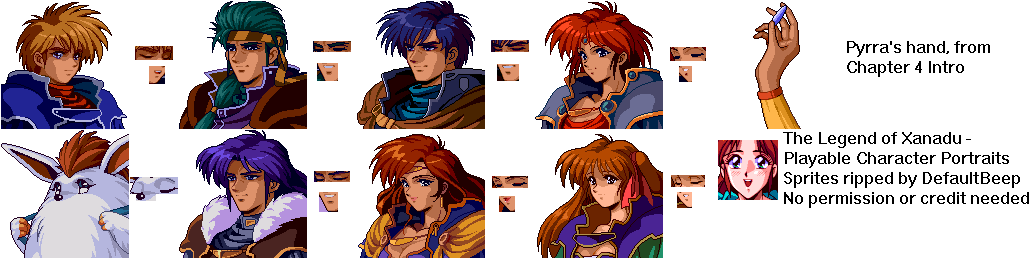 The Legend of Xanadu (JPN) - Playable Character Portraits