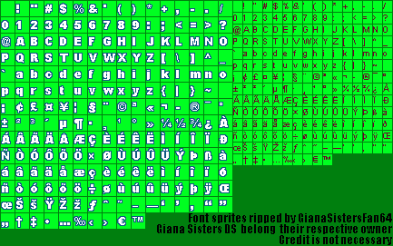 Giana Sisters DS - Fonts