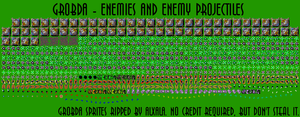 Grobda - Enemies and Enemy Projectiles