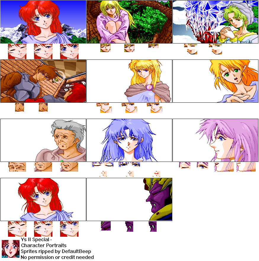 Ys II Special - Character Portraits