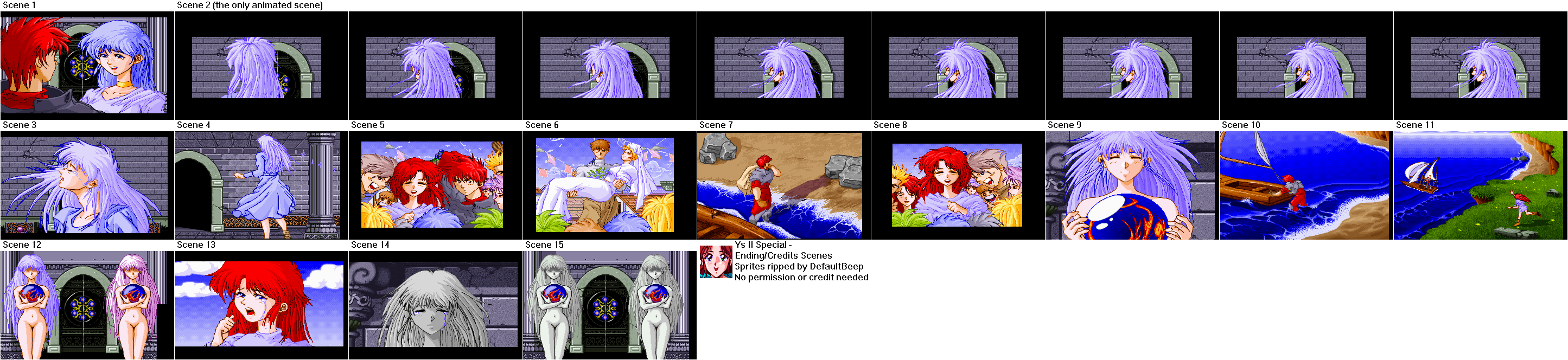 Ys II Special - Ending/Credits Scenes