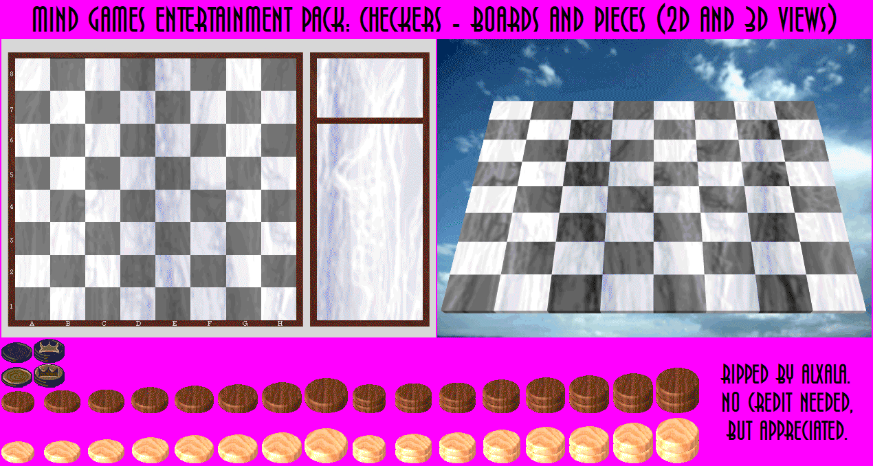 Mind Games Entertainment Pack: Checkers - Boards & Pieces (2D & 3D Views)