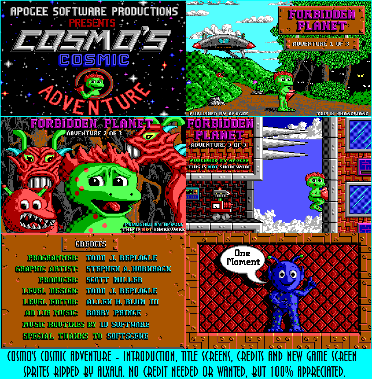 Cosmo's Cosmic Adventure - Introduction, Title Screens, Credits & New Game Screen
