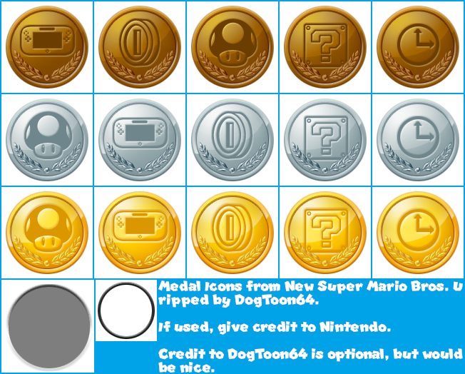New Super Mario Bros. U / New Super Luigi U - Medal Icons