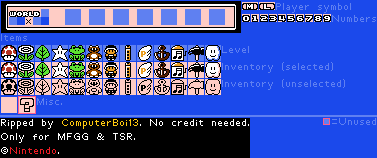 Super Mario Bros. 3 - Inventory and Map Items