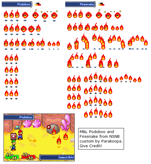 Lava Bubble and Firesnake (Mario & Luigi: Superstar Saga-Style)