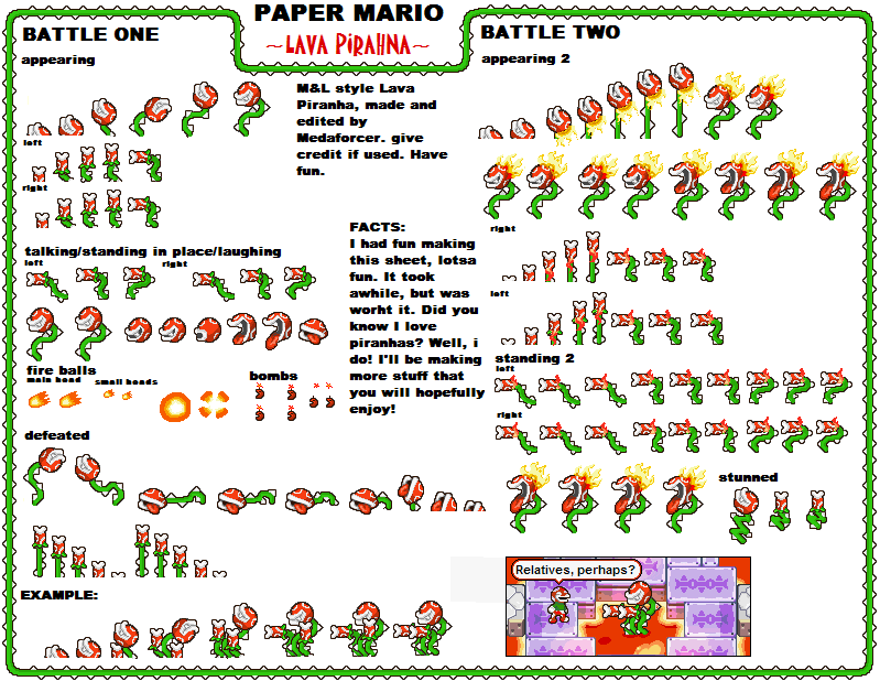Paper Mario Customs - Lava Piranha (Mario & Luigi: Superstar Saga-Style)