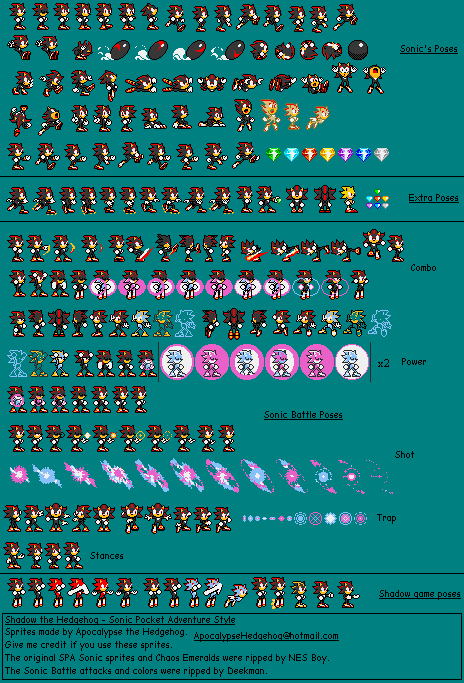 Sonic the Hedgehog Customs - Shadow (Sonic Pocket Adventure-Style)