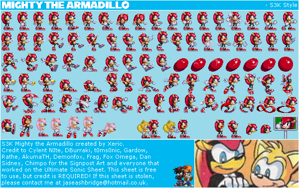 The Spriters Resource - Full Sheet View - Sonic the Hedgehog Customs -  Mighty (Sonic 3-Style)