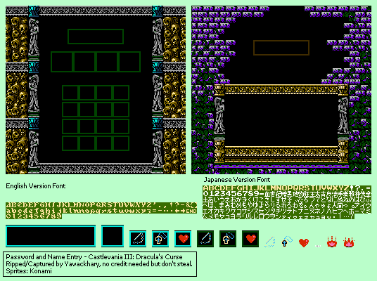 Castlevania 3: Dracula's Curse - Password and Name Entry