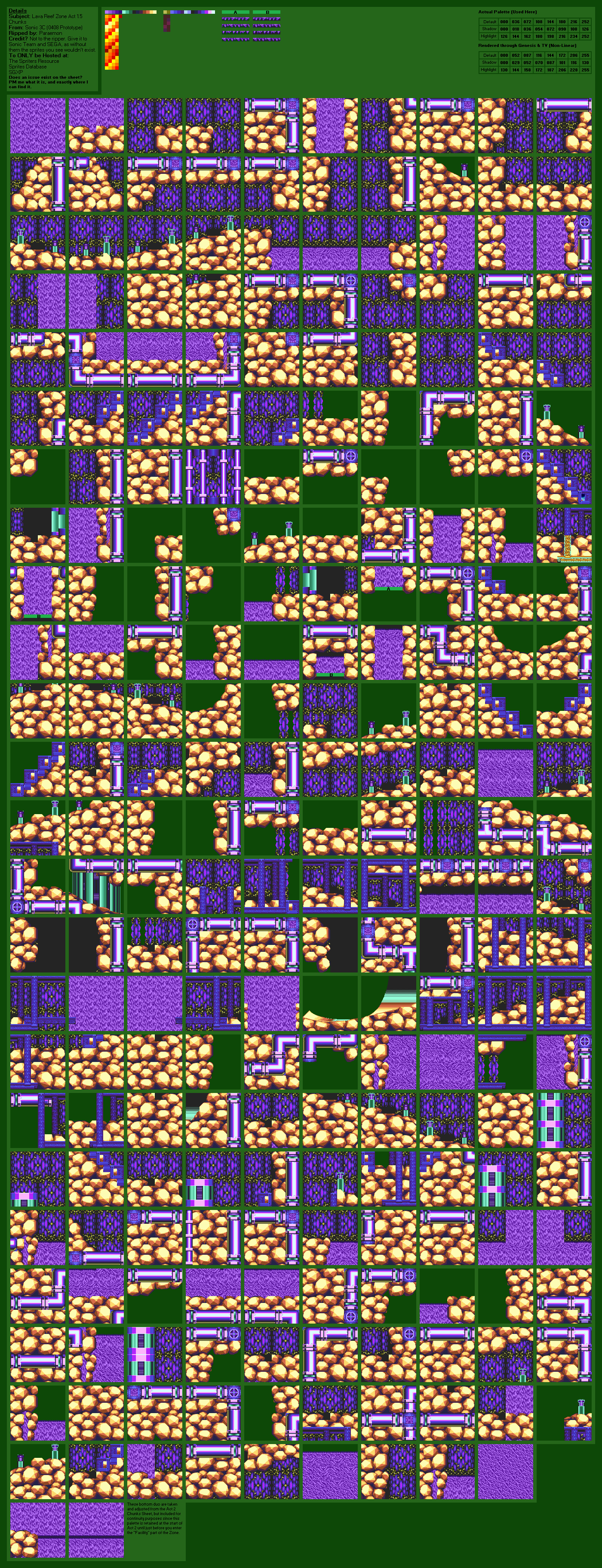 Lava Reef Zone Act 1 Chunks (Prototype Act 1.5 Palette)