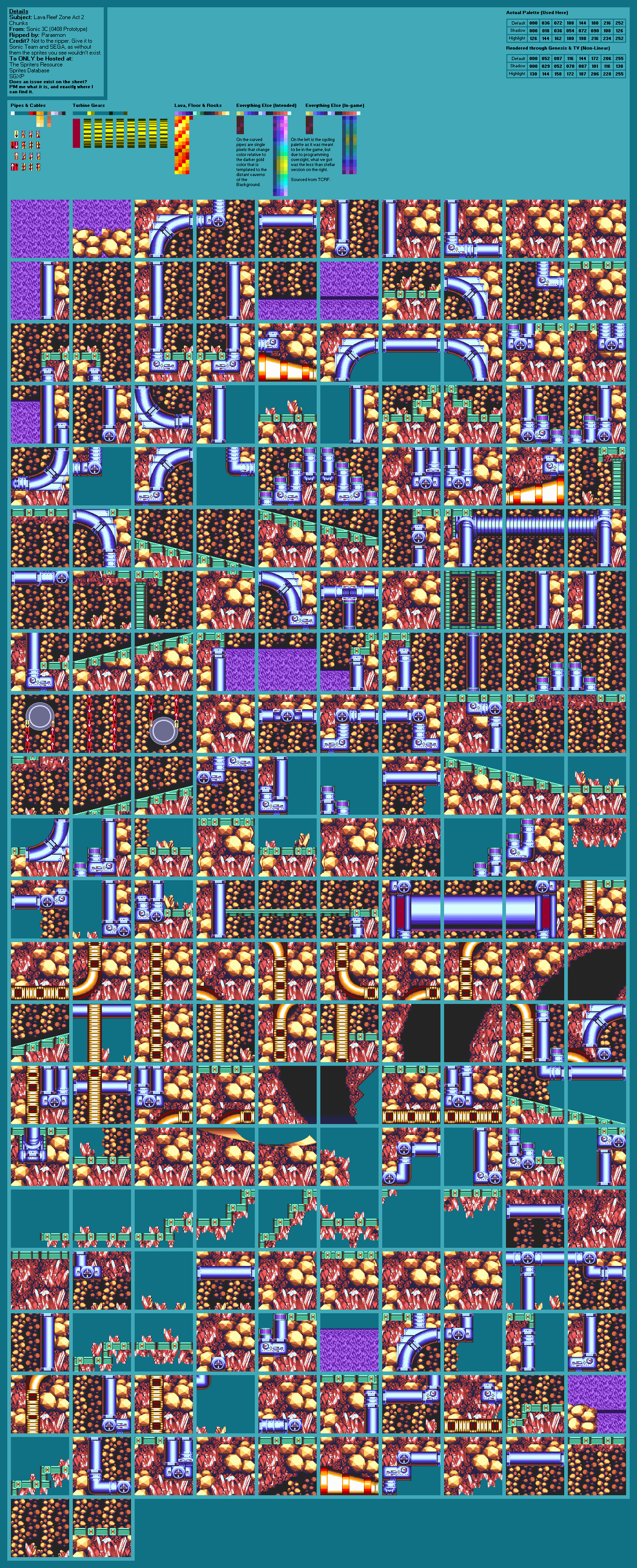 Sonic & Knuckles - Lava Reef Zone Act 2 Chunks (Prototype Palette)