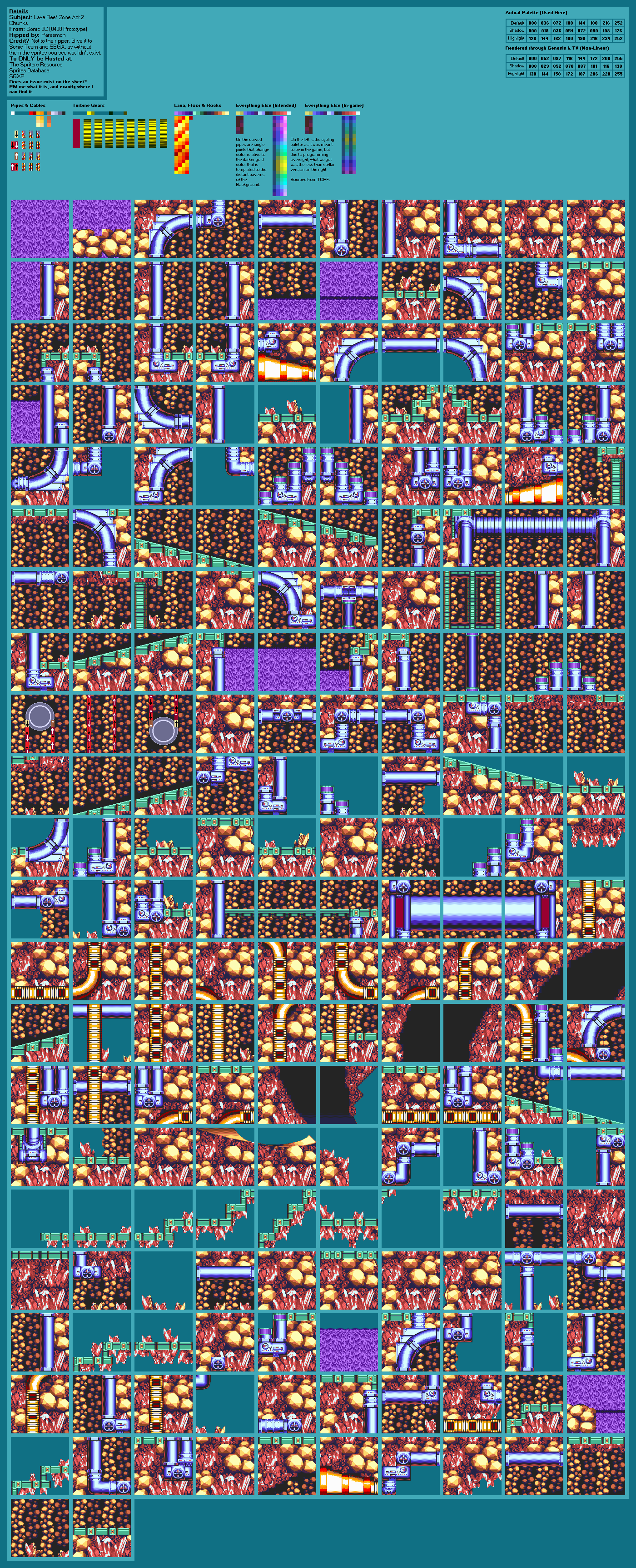 Lava Reef Zone Act 2 Chunks (Prototype Palette)