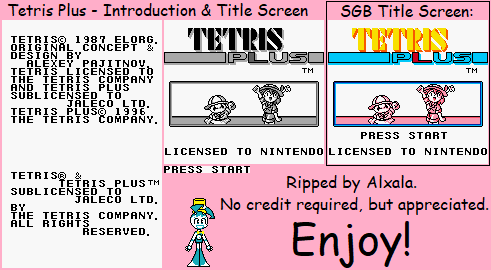 Tetris Plus - Introduction & Title Screen
