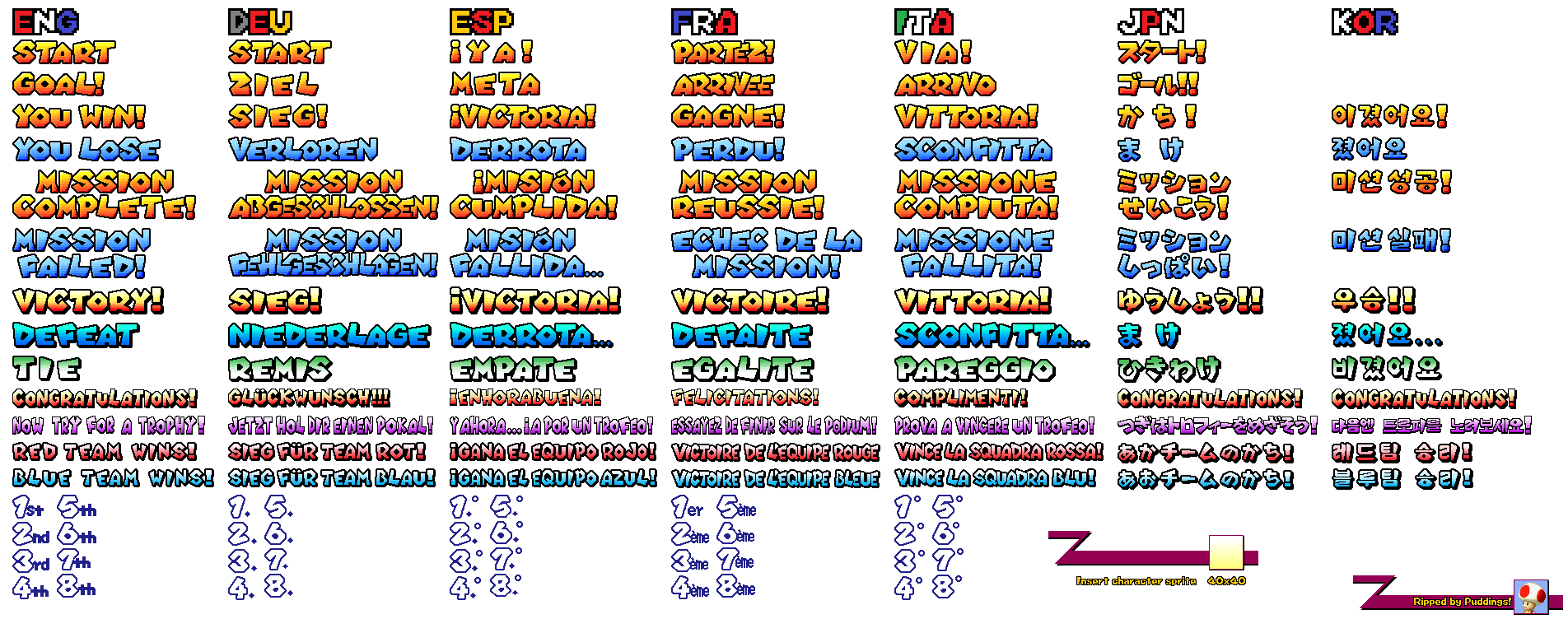 Mario Kart DS - VS & Grand Prix Result Text