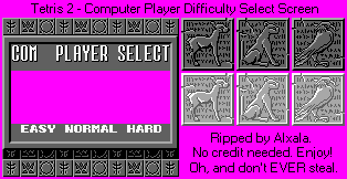 Tetris 2 / Tetris Flash - Computer Player Difficulty Select Screen