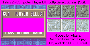 Tetris 2 / Tetris Flash - Computer Player Difficulty Select Screen (SGB)