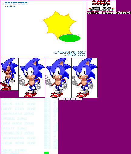 Sonic Pilot (Hack) - Title Screen & Level Select Elements