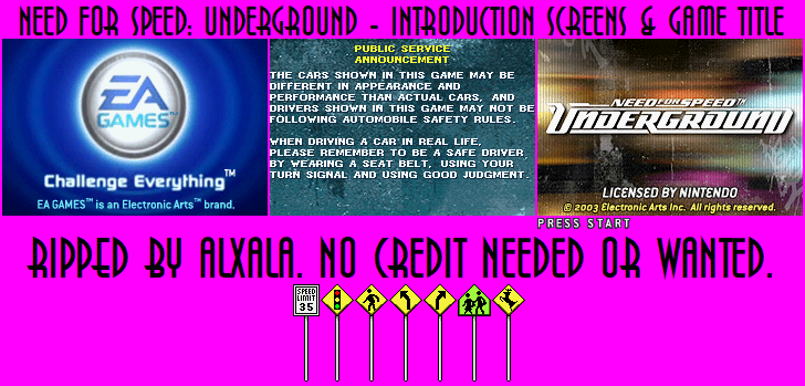 Need for Speed: Underground - Introduction Screens & Game Title