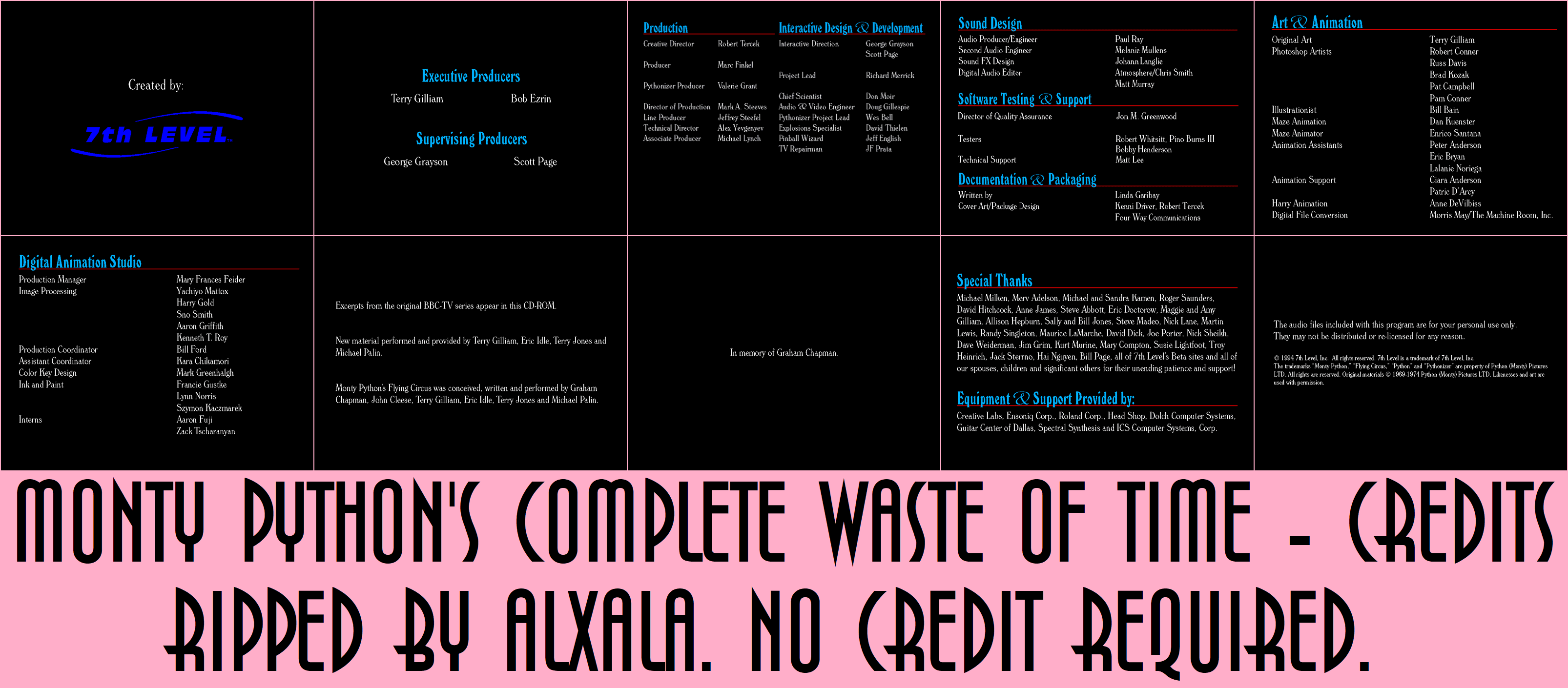 Monty Python's Complete Waste of Time - Credits