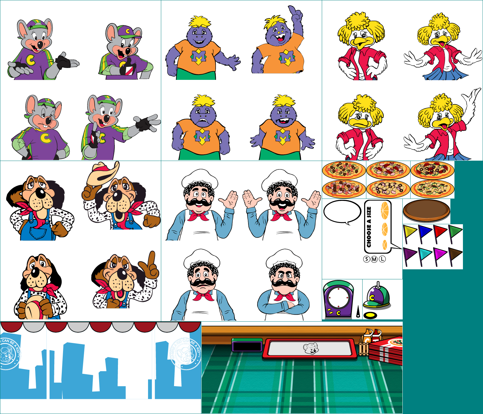 The Spriters Resource - Full Sheet View - Chuck E. Cheese's Party Games 