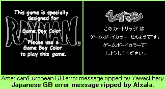 Rayman - Game Boy Error Message