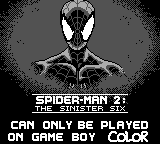 Spider-Man 2: The Sinister Six - Game Boy Error Message