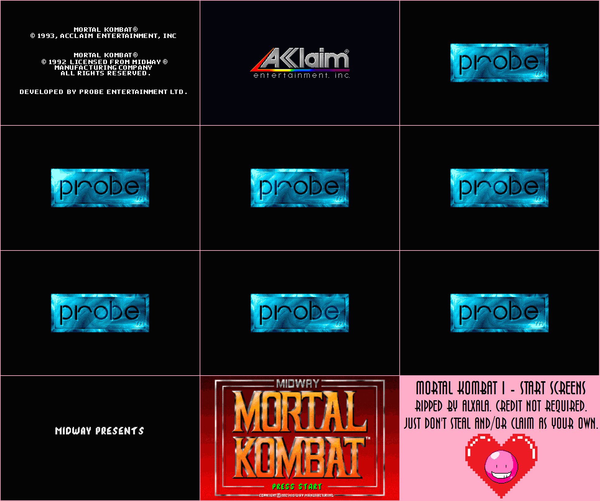 Mortal Kombat (1992) - Start Screens