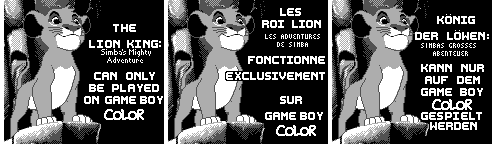The Lion King: Simba's Mighty Adventure - Game Boy Error Message