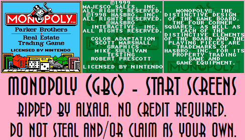 Monopoly (GBC) - Start Screens