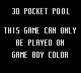 3D Pocket Pool - Game Boy Error Message