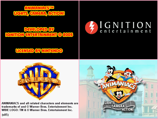 Animaniacs: Lights, Camera, Action! - Company Screens & Game Title