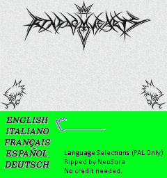 Language Selections Screen (PAL)