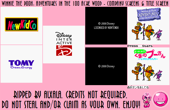 Winnie the Pooh: Adventures in the 100 Acre Wood  - Company Screens & Title Screen
