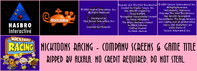 Nicktoons Racing - Company Screens & Game Title