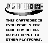 F-1 World Grand Prix - Game Boy Error Message