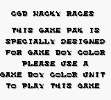Wacky Races - Game Boy Error Message