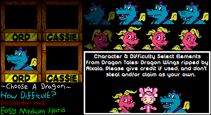 Dragon Tales: Dragon Wings - Character & Difficulty Select Elements