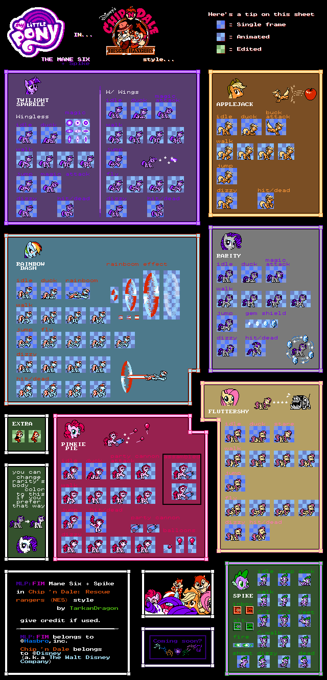The Mane Six + Spike (Chip 'n Dale: Rescue Rangers NES-Style)