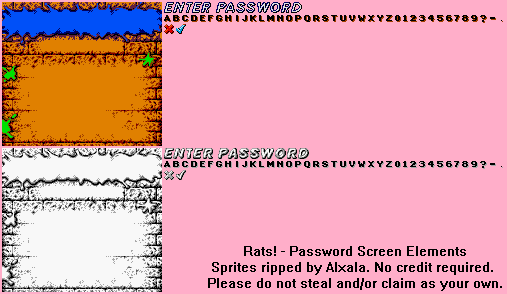 Rats! - Password Screen Elements