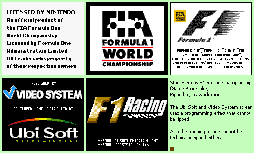 F1 Racing Championship - Start Screens