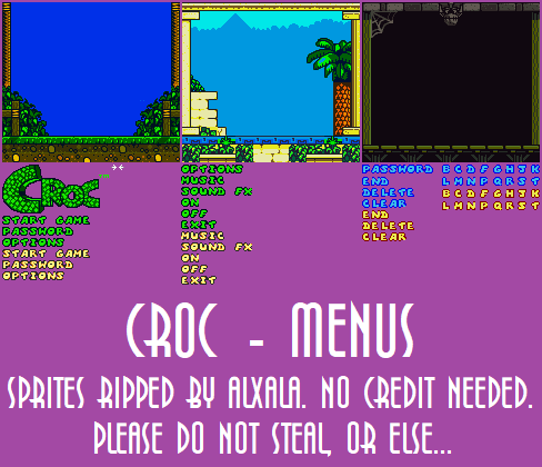 Croc - Menus