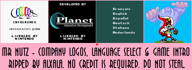 Mr. Nutz (GBC) - Company Logos, Language Select & Game Intro