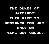 The Dukes of Hazzard: Racing for Home - Game Boy Error Message