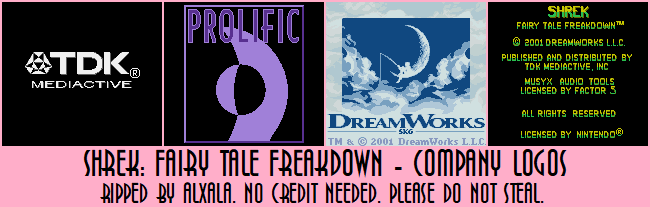 Shrek: Fairy Tale Freakdown - Company Logos