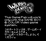 Wario Land 3 - Game Boy Error Message