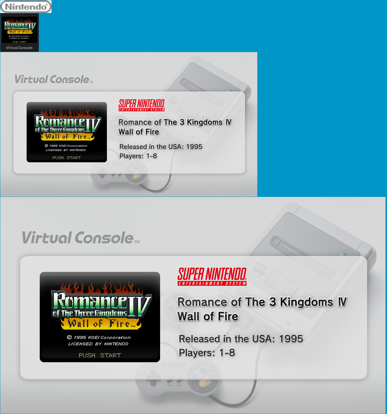 Virtual Console - Romance of The 3 Kingdoms IV Wall of Fire