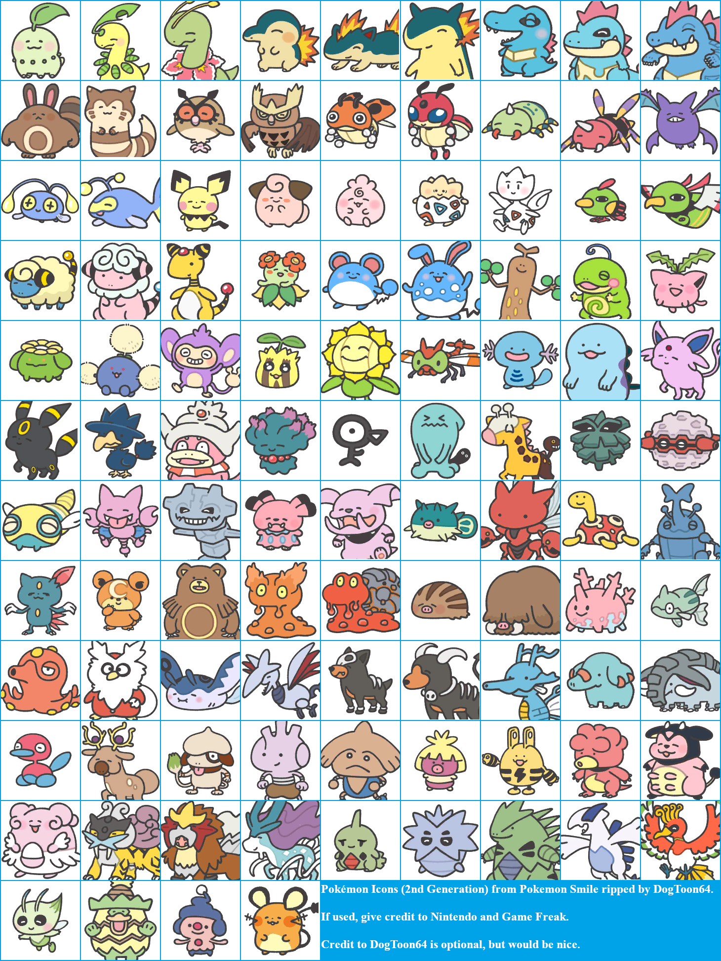 Pokémon Smile - Pokémon Icons (2nd, 3rd, 4th, & 6th Generations)
