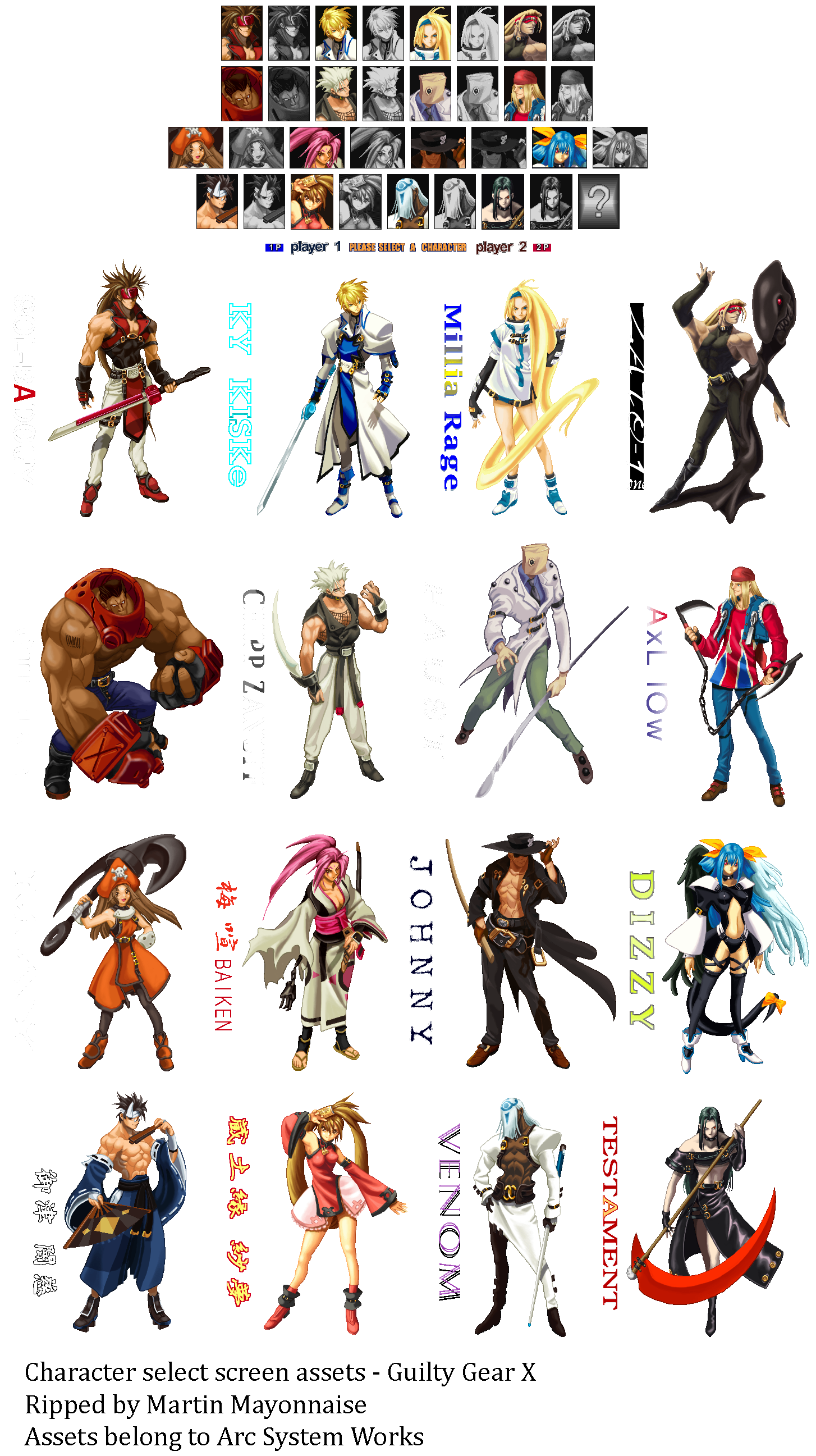 Guilty Gear X - Character Select Screen